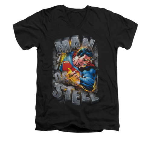 Image for Superman V Neck T-Shirt - Ripping Steel