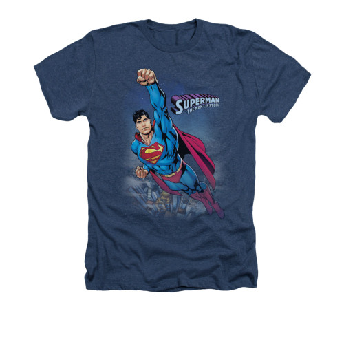 Image for Superman Heather T-Shirt - Twilight Flight