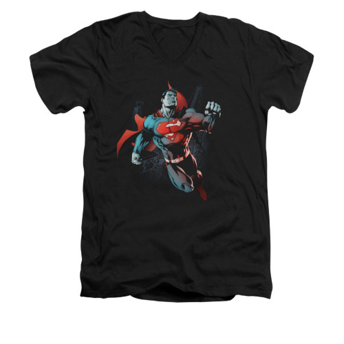 Image for Superman V Neck T-Shirt - Up In The Sky