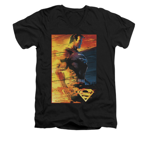 Image for Superman V Neck T-Shirt - Fireproof