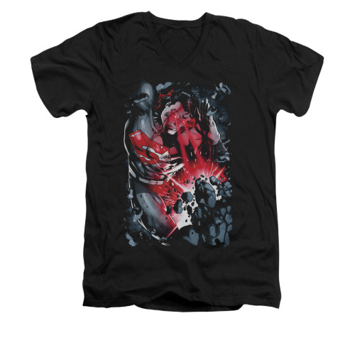 Image for Superman V Neck T-Shirt - Heat Blast