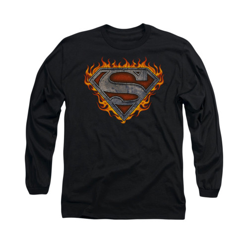 Image for Superman Long Sleeve Shirt - Iron Fire Shield