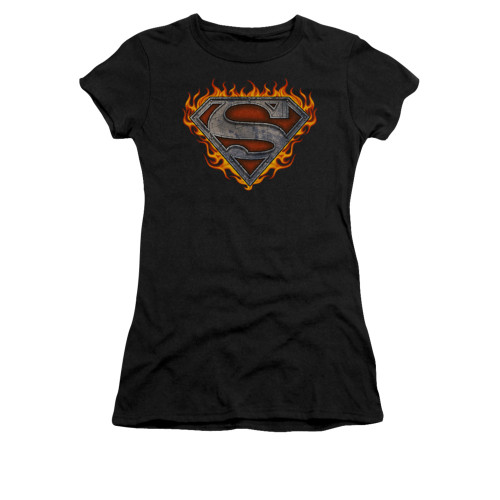 Image for Superman Girls T-Shirt - Iron Fire Shield