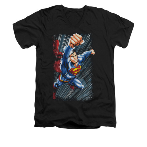 Image for Superman V Neck T-Shirt - Faster Than