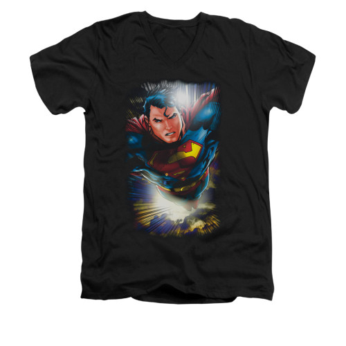 Image for Superman V Neck T-Shirt - In The Sky