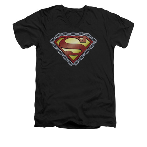 Image for Superman V Neck T-Shirt - Chained Shield