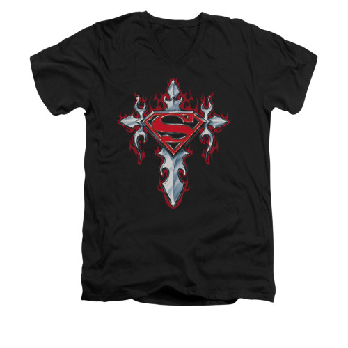 Image for Superman V Neck T-Shirt - Gothic Steel Logo