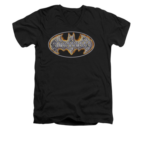 Image for Batman V Neck T-Shirt - Steel Fire Shield