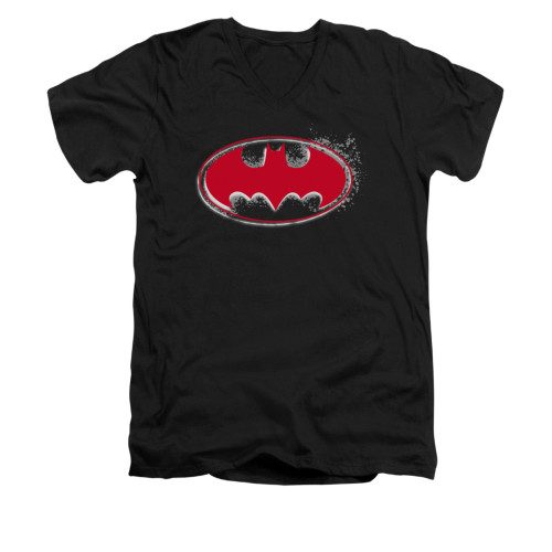 Image for Batman V Neck T-Shirt - Hardcore Noir Bat Logo