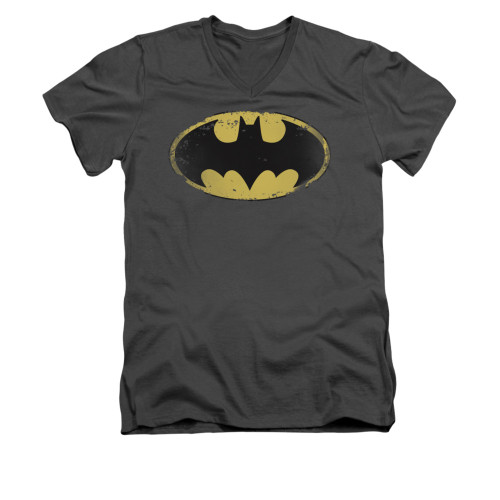 Image for Batman V Neck T-Shirt - Distressed Shield