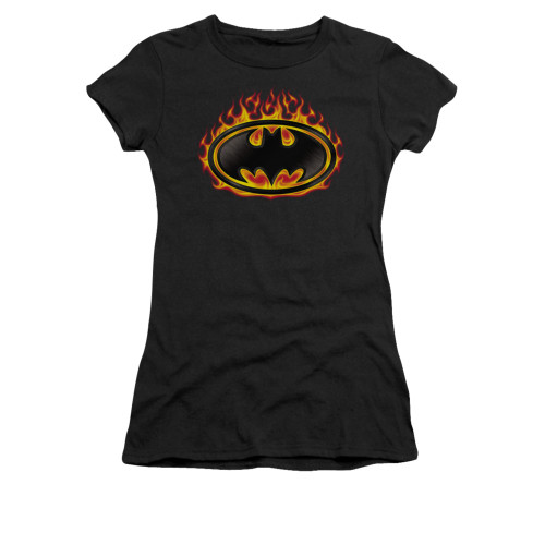 Image for Batman Girls T-Shirt - Bat Flames Shield