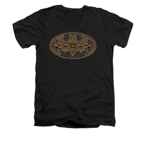Image for Batman V Neck T-Shirt - Aztec Bat Logo