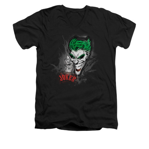 Image for Batman V Neck T-Shirt - Joker Sprays The City