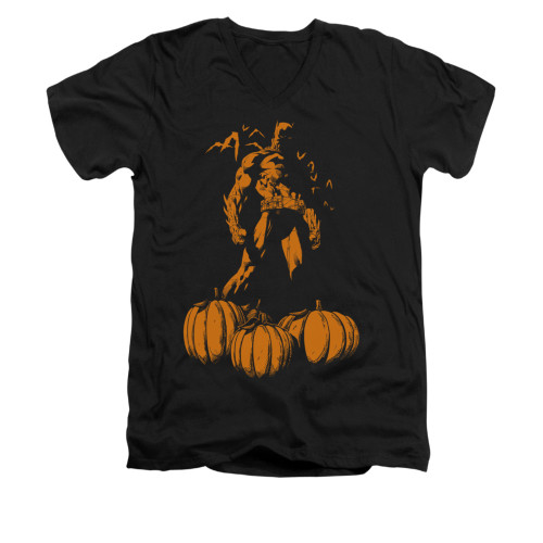 Image for Batman V Neck T-Shirt - A Bat Among Pumpkins