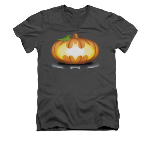 Image for Batman V Neck T-Shirt - Bat Pumpkin Logo
