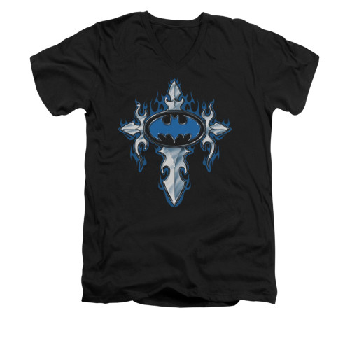 Image for Batman V Neck T-Shirt - Gothic Steel Logo