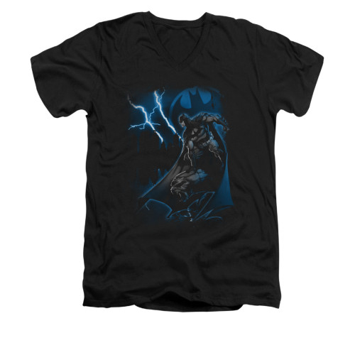 Image for Batman V Neck T-Shirt - Lightning Strikes