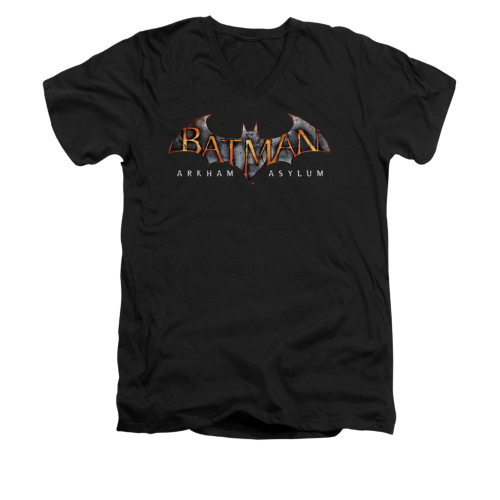 Image for Batman Arkham Asylum V Neck T-Shirt - Arkham Asylum Logo