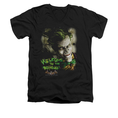 Image for Batman Arkham Asylum V Neck T-Shirt - Welcome To The Madhouse