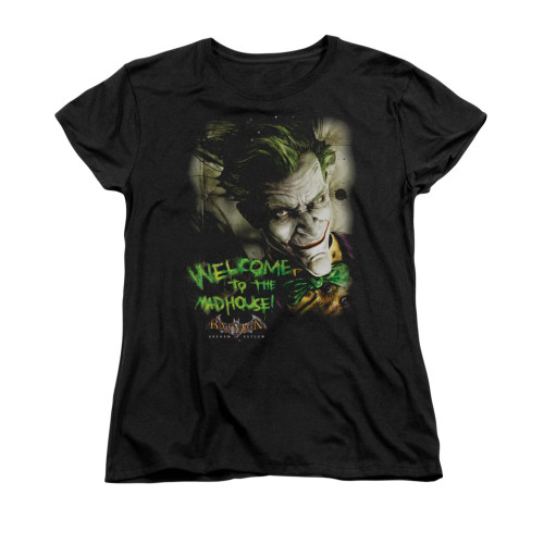 Image for Batman Arkham Asylum Womans T-Shirt - Welcome To The Madhouse