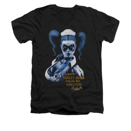 Image for Batman Arkham Asylum V Neck T-Shirt - Arkham Harley Quinn