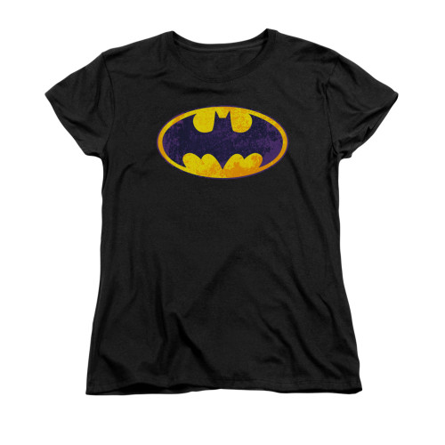 Image for Batman Womans T-Shirt - Neon Distress Logo