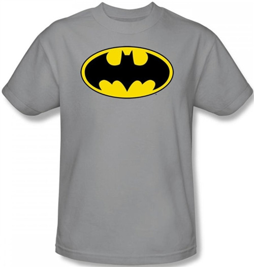 Image Closeup for Batman T-Shirt - Logo on Silver