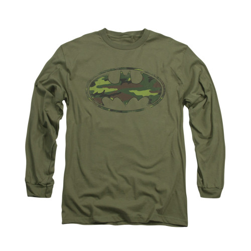 Batman Long Sleeve Shirt - Distressed Camo Shield