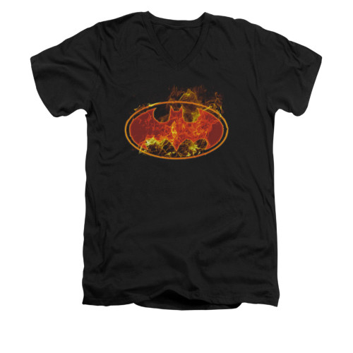 Batman V Neck T-Shirt - Flames Logo