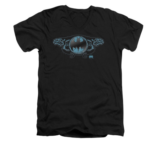 Batman V Neck T-Shirt - Two Gargoyles Logo
