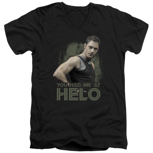 Image for Battlestar Galactica V Neck T-Shirt - You Had Me at Helo