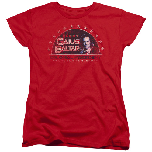 Image for Battlestar Galactica Womans T-Shirt - Elect Gaius Baltar