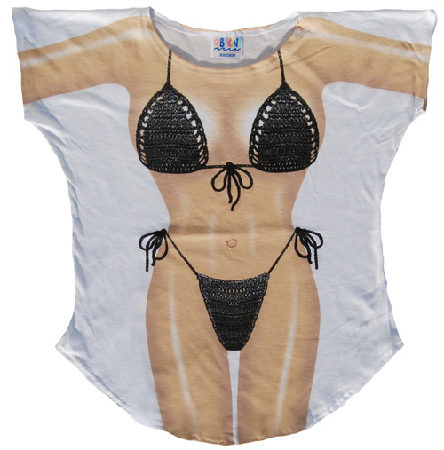 Image for Black Macrame Bikini Cover Up T-Shirt