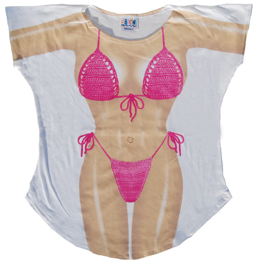 Image for Fuchsia Macrame Bikini Cover Up T-Shirt