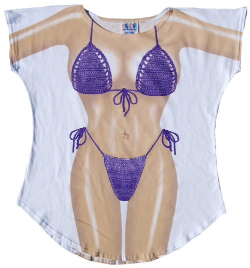 Image for Purple Macrame Bikini Cover Up T-Shirt