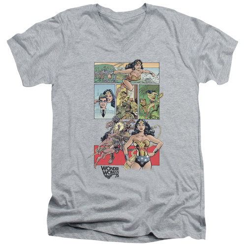 Image for Wonder Woman V Neck T-Shirt - WW 75 Comic Page