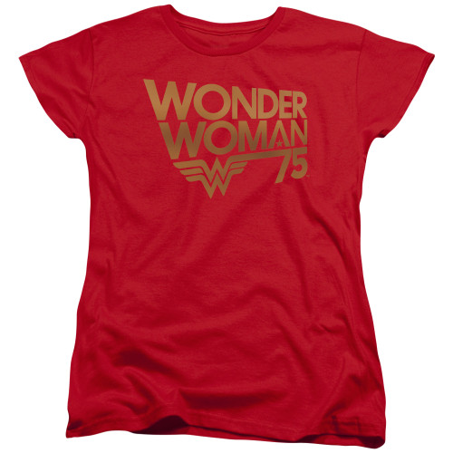 Image for Wonder Woman Womans T-Shirt - 75th Anniversary Gold Logo