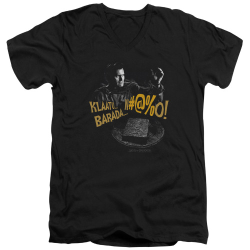 Image for Army of Darkness V Neck T-Shirt - Klaatu...Barada