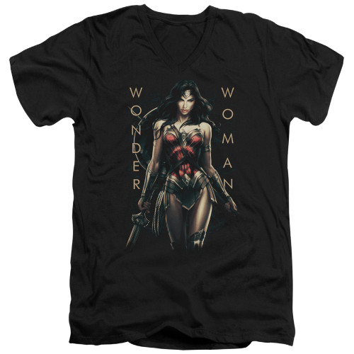 Image for Wonder Woman Movie V Neck T-Shirt - Armed and Dangerous