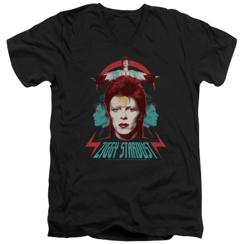 Image for David Bowie V Neck T-Shirt - Ziggy Heads