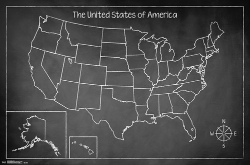 Image for Chalk Map Poster - USA