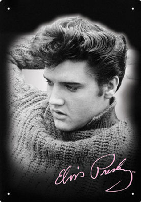Image for Elvis Tin Sign - Black & White