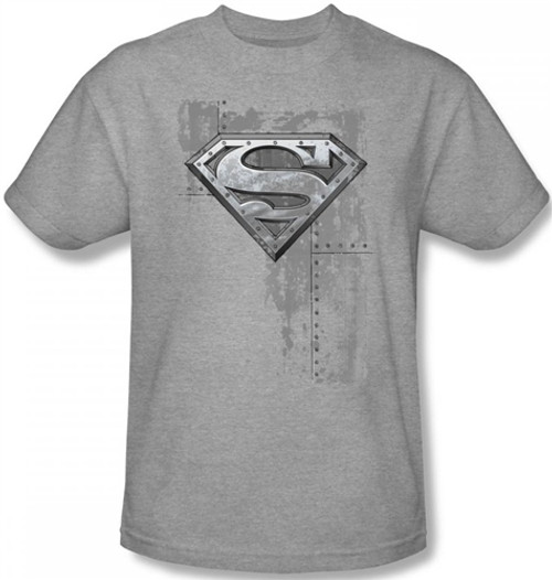 Image Closeup for Superman T-Shirt - Riveted Metal Shield Logo