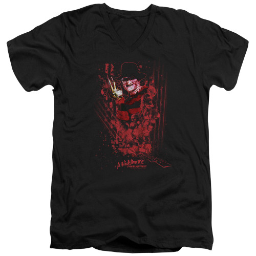 Image for A Nightmare on Elm Street V Neck T-Shirt - One Two Freddy's Coming For You