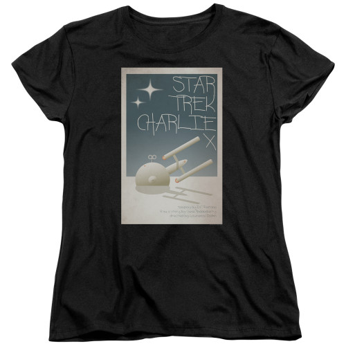 Image for Star Trek Juan Ortiz Episode Poster Womans T-Shirt - Ep. 2 Charlie X on Black