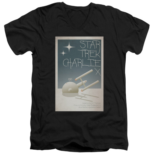 Image for Star Trek Juan Ortiz Episode Poster V Neck T-Shirt - Ep. 2 Charlie X on Black