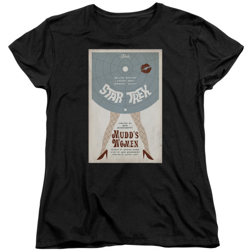 Image for Star Trek Juan Ortiz Episode Poster Womans T-Shirt - Ep. 6 Mudd's Women on Black