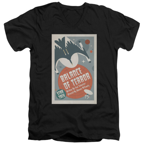 Image for Star Trek Juan Ortiz Episode Poster V Neck T-Shirt - Ep. 14 Balance of Terror on Black