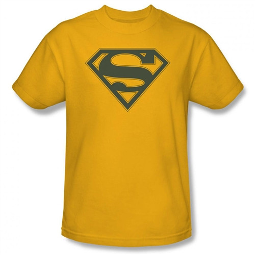 Image Closeup for Superman T-Shirt - Navy & Gold Shield Logo