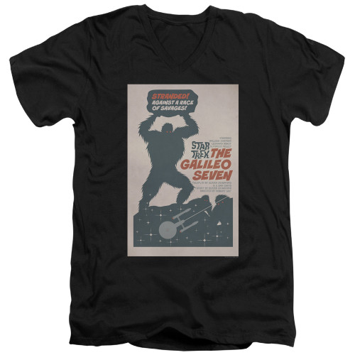 Image for Star Trek Juan Ortiz Episode Poster V Neck T-Shirt - Ep. 16 the Galileo Seven on Black